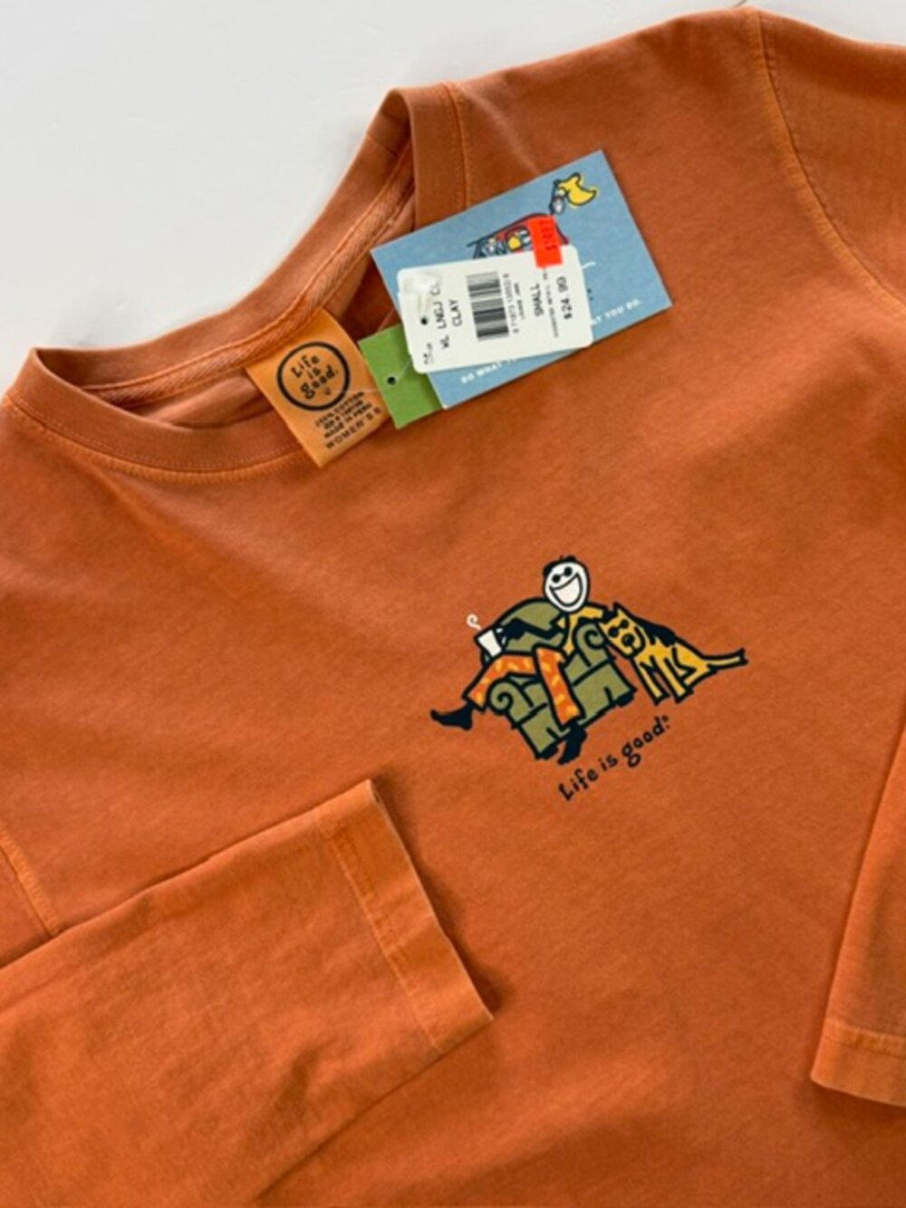 Life is Good Women's Small Crusher Orange Long Sleeve Lounge T-shirt NWT
